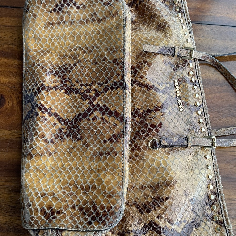 Michael Kors Brown Snake Print Tote - Picture 4 of 9